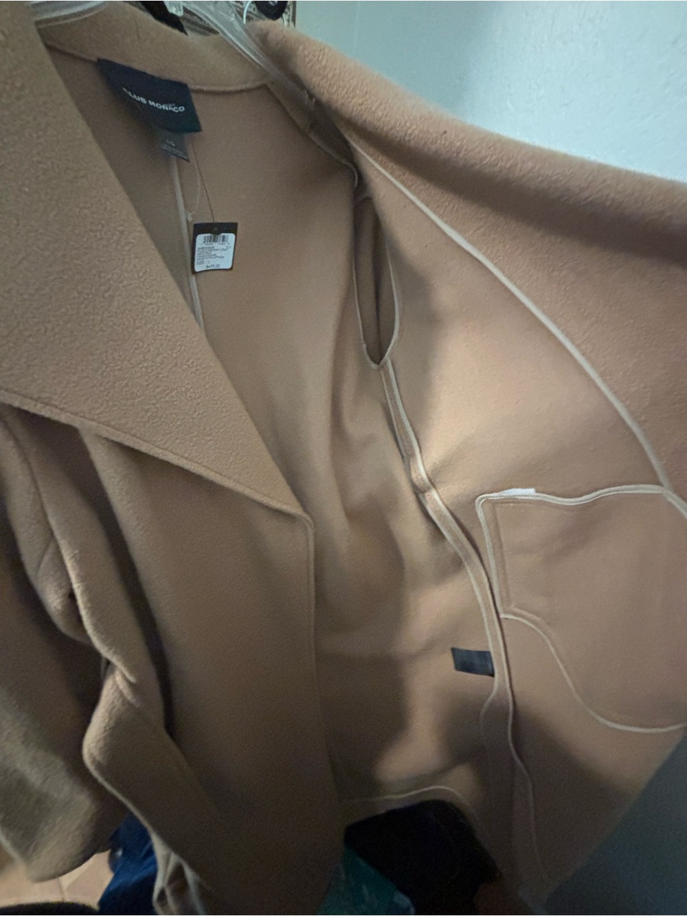 NWT Club Monaco Camel Wrap Trench Coat with Self Tie - Picture 6 of 6